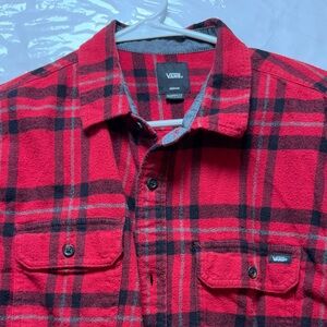 Vans Red and Black Checkered Long Sleeve Shirt